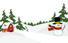 Snowy Ground with Snowman PNG Clipart Image