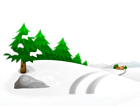 Snowy Winter Ground with Trees and House PNG Clipart Image