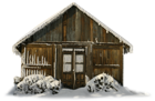 Transparent Winter Barn with Snow PNG Clipart