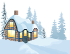 Winter House and Snow PNG Clipart Image