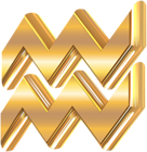 Aquarius 3D Gold Zodiac Sign PNG Clip Art Image
