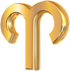 Aries 3D Gold Zodiac Sign PNG Clip Art Image