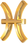 Pisces 3D Gold Zodiac Sign PNG Clip Art Image