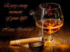 Happy Birthday Card with Brandy and Cigar