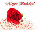 Happy Birthday Card with Red Rose