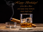 Happy Birthday Card with Whiskey and Cigar