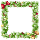 Christmas PNG Frame with Ornaments and Snowflakes