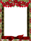 Christmas Photo Frame with Red Bow and Poinsettia