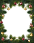 Christmas Pine Transparent Frame with Ornaments