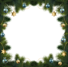 Christmas Pine Transparent PNG Frame with Ornaments