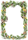 Christmas Transparent PNG Photo Frame with Christmas Balls and Pine Cones
