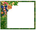 Green PNG Christmas Frame with Candy Cane