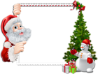 Large Christmas PNG Frame with Santa and Snowman