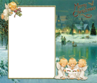 Transparent Angels Christmas Retro PNG Photo Frame