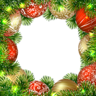 Transparent Christmas PNG Border Frame with Ornaments