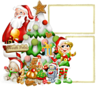 Transparent Christmas PNG Photo Frame with Elf and Santa Claus