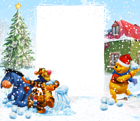 Winnie the Pooh Winter Holiday PNG Kids Frame