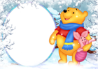 Winnie the Pooh Winter Holiday PNG Photo Frame