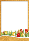 Yellow Christmas Transparent PNG Photo Frame with Presents and Chrismas Balls
