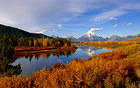 Autumn Mountain and River Landscape Wallpaper