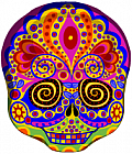 Halloween Creepy Hippie Skull Mask Multicolor